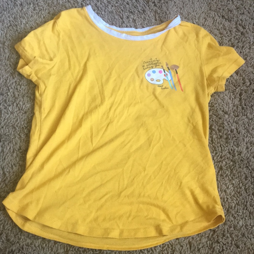 Yellowish orange T- shirt with art design